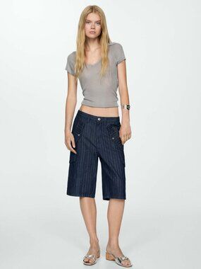 Mango Bermuda Denim Shorts Size 2 NWT